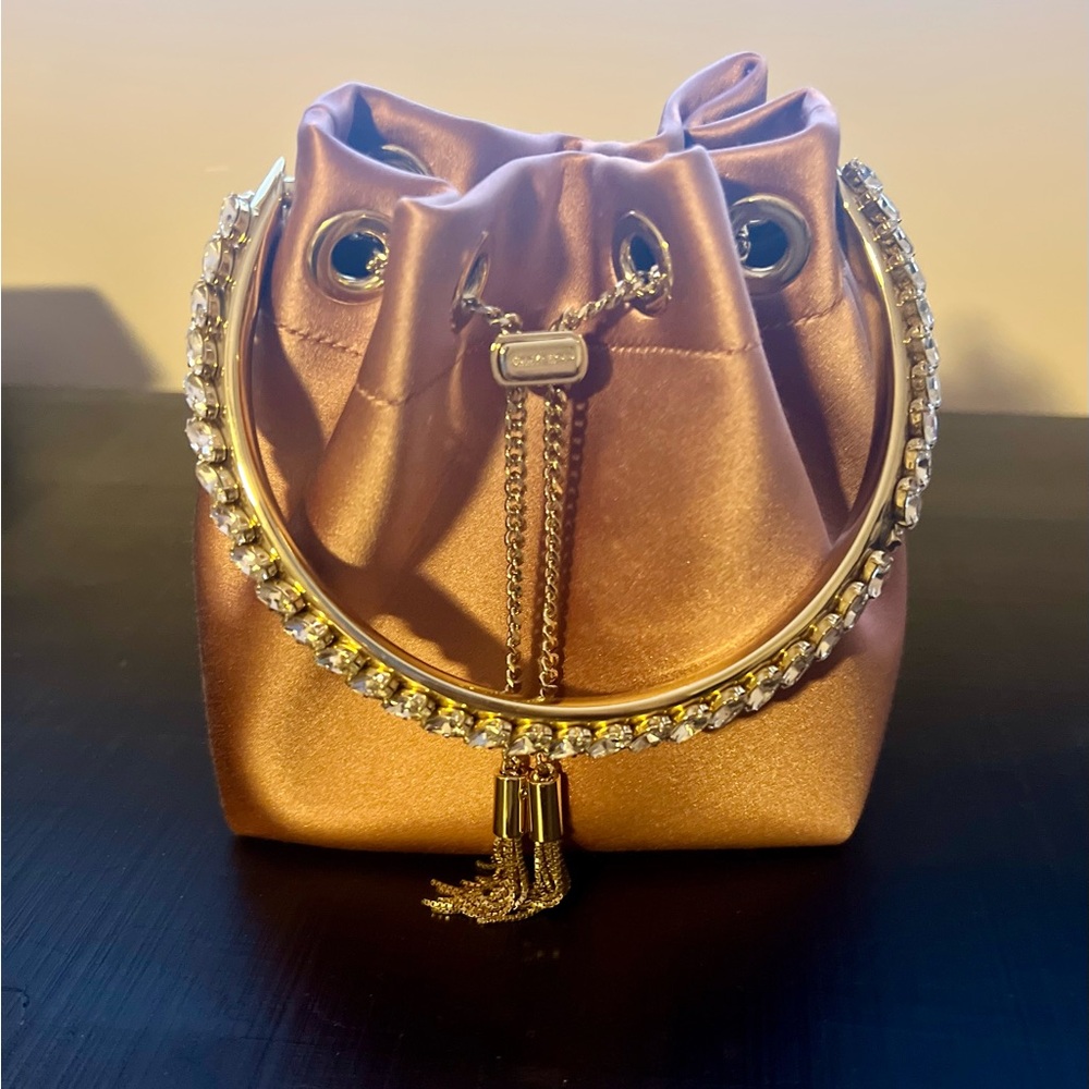 Jimmy Choo BON BON Satin Bag with Crystal Hardware